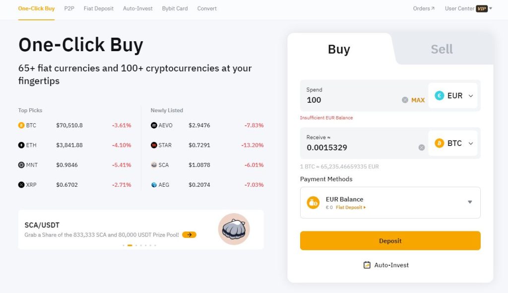 Cumpărați Bitcoin cu EUR pe bursa Bybit