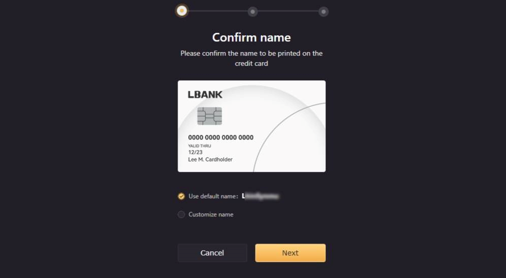 LBank confirm name card